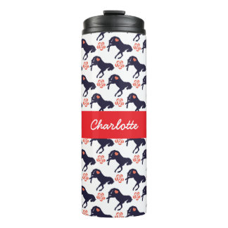 Horses Hearts and Roses Pattern Thermal Tumbler