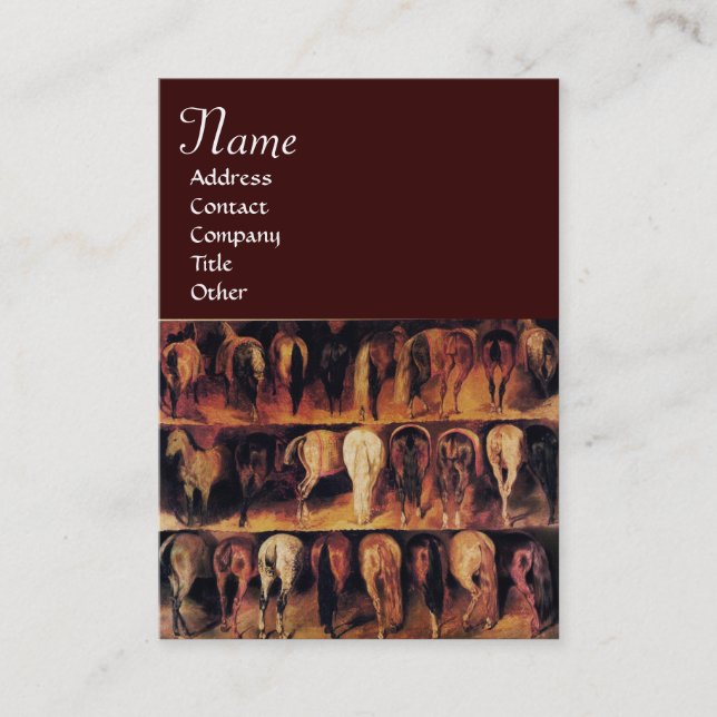 Horses' Hindquarters,Brown Business Card (Front)