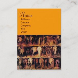Horses' Hindquarters,brown orange yellow Business Card
