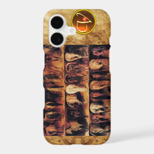 Horses' Hindquarters, Orange Agate Gem Monogram