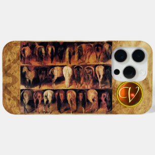 Horses' Hindquarters, Orange Agate Gem Monogram iPhone 15 Pro Max Case