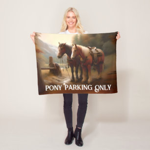 Horses Hitched "Pony Parking" Fleece Blanket