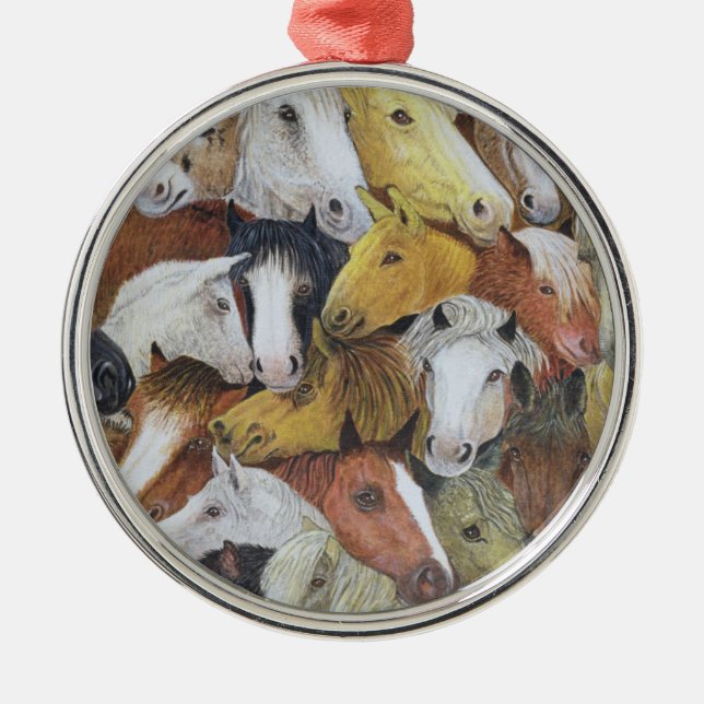 Horses Horses Metal Ornament (Front)