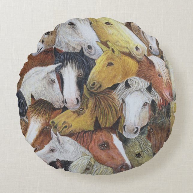 Horses Horses Round Pillow (Front)