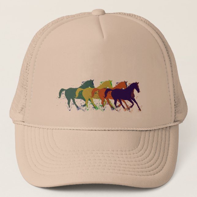 horses illustration trucker hat (Front)