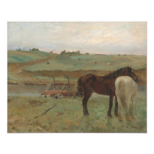 Horses in a Meadow, Oil Painting, Edgar Degas Photo Print