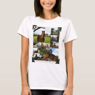 Horses In A Photo Collage Framed, T-Shirt