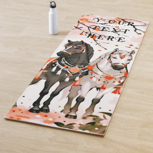 Horses in a Red Forest Custom Double Sided Yoga Mat