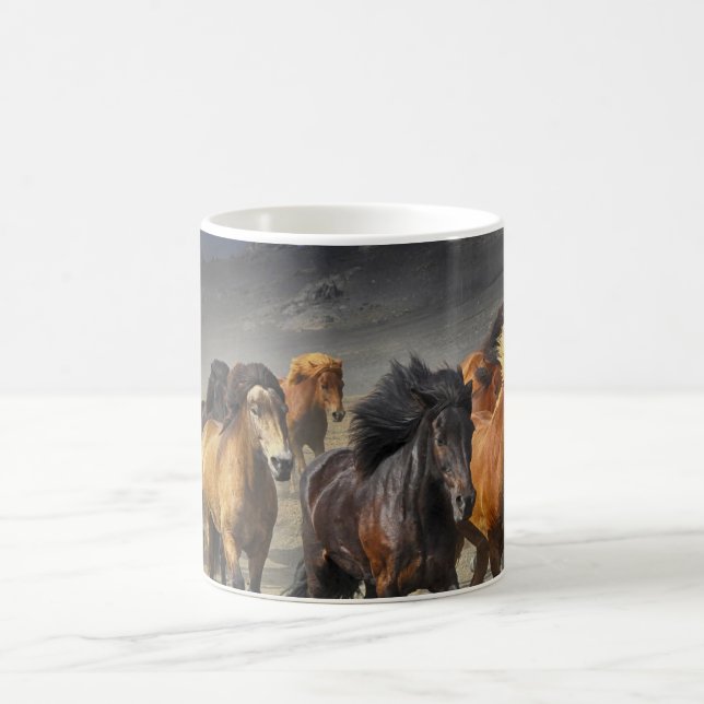 Horses in a shoot coffee mug (Center)