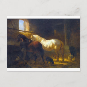 Horses in a Stable Postcard