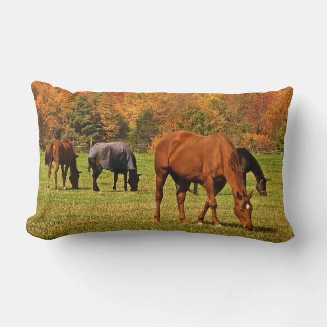 Horses in Autumn Lumbar Pillow (Front)