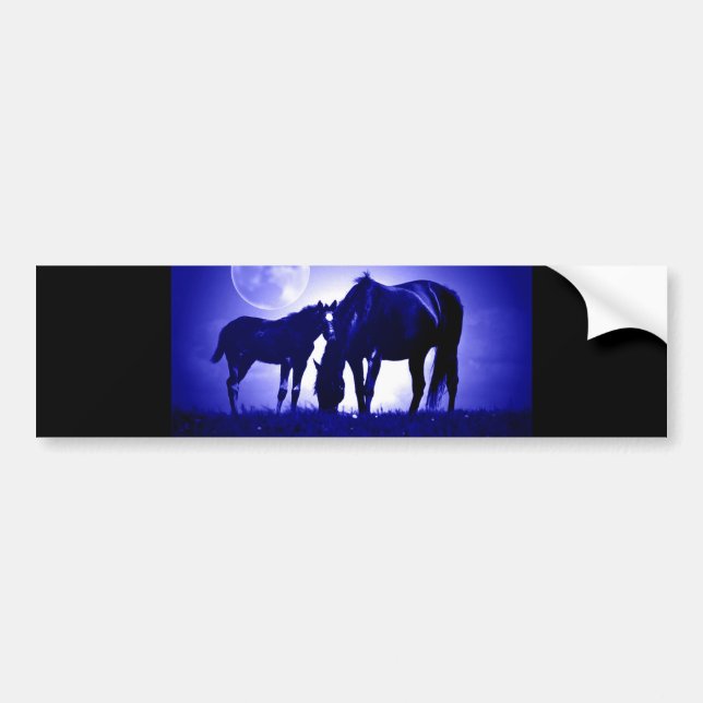 Horses in Blue Night Bumper Sticker (Front)