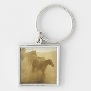 Horses in corral keychain