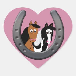 horses in horseshoe heart sticker
