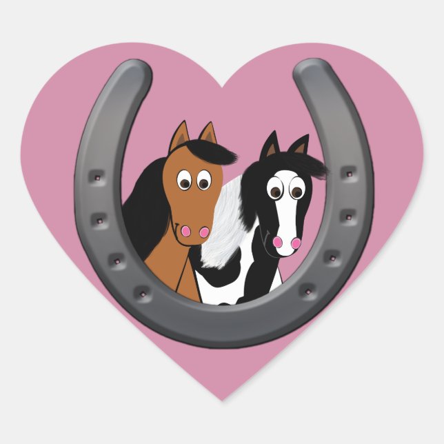 horses in horseshoe heart sticker (Front)