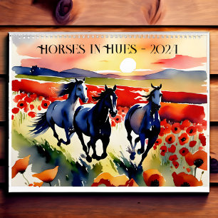 Horses  in hues watercolor horse lovers gift calendar