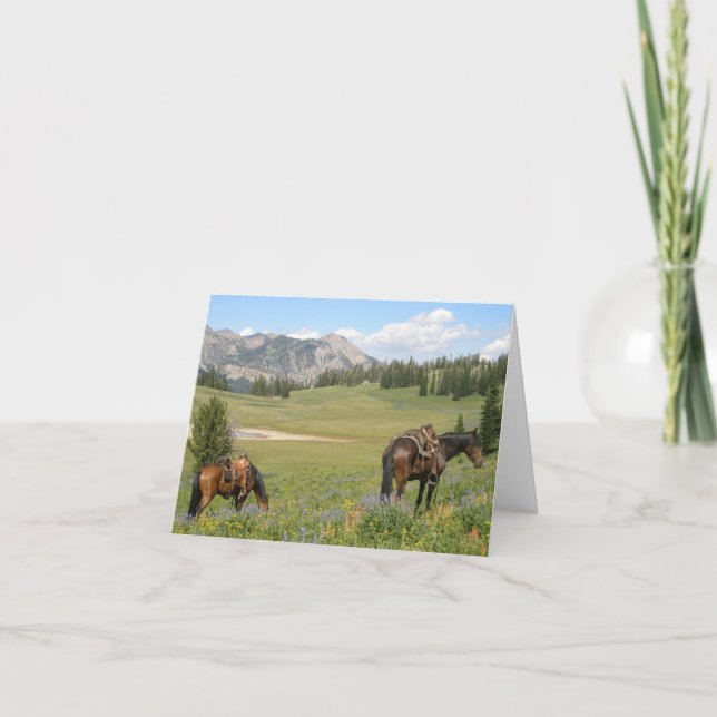 Horses in Mountains Thank You Card (Front)