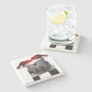 Horses in Santa Claus Hats Stone Coaster