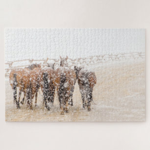 Horses in snow jigsaw puzzle