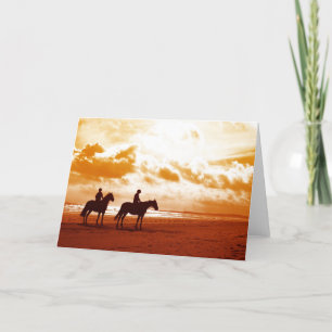 Horses in Sunset Card