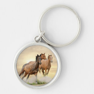 Horses In Sunset Keychain