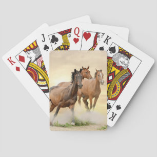 Horses In Sunset Playing Cards