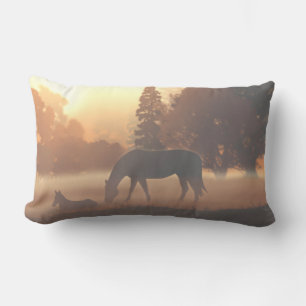 Horses in the Morning Fog Lumbar Pillow