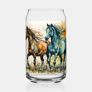 Horses in the Pasture Can Glass