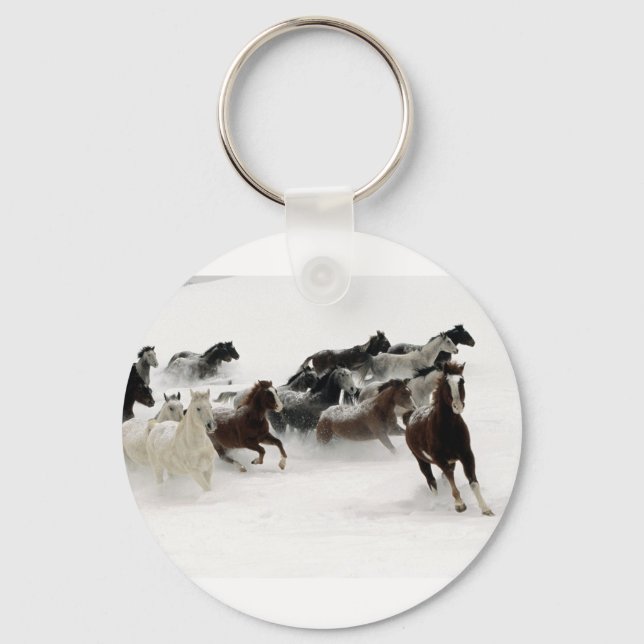 Horses in the snow keychain (Front)