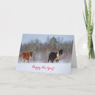 Horses in the snow New Year's card