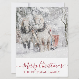 Horses In Winter Snow Holiday Christmas Invitation