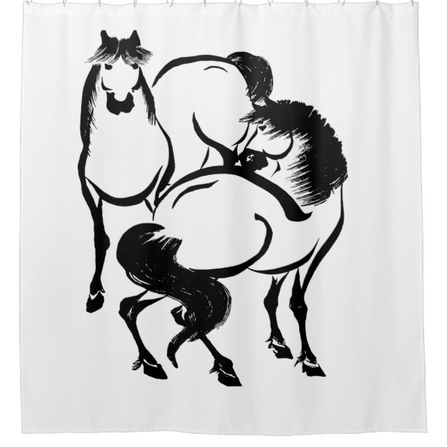 Horses Japanese Sumi-e Painting Your Custom Colour (Front)