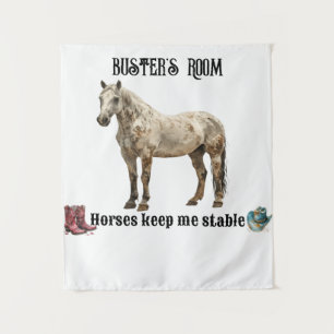 "Horses Keep Me Stable" Customizable Tapestry
