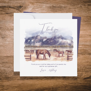 Horses Landscape Milestone Flat Thank You Card