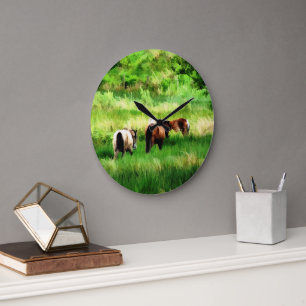 HORSES LARGE CLOCK