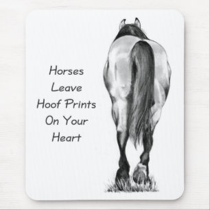 Horses Leave Hoofprints On Your Heart: Pencil Art Mouse Pad