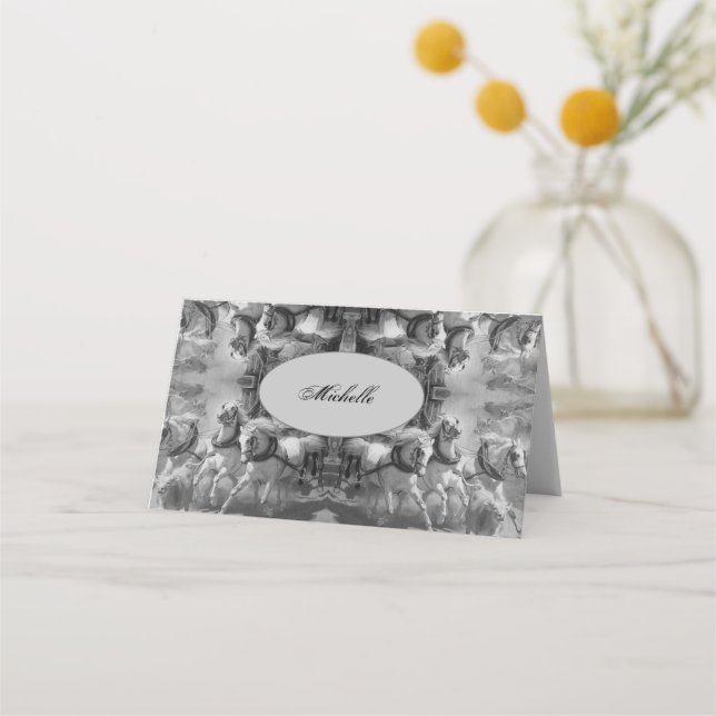 Horses - Marble Marmo marble marbre Place Card (Front)