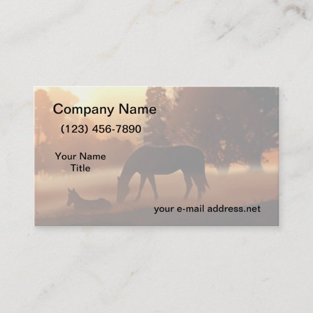 Horses Misty Sunrise Business Card (Front)