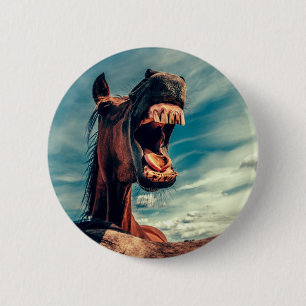 Horse's Mouth Teeth Neigh Wild Horse Animal 2 Inch Round Button