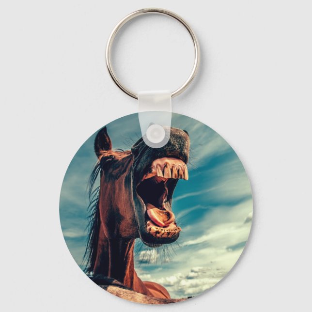 Horse's Mouth Teeth Neigh Wild Horse Animal Keychain (Front)