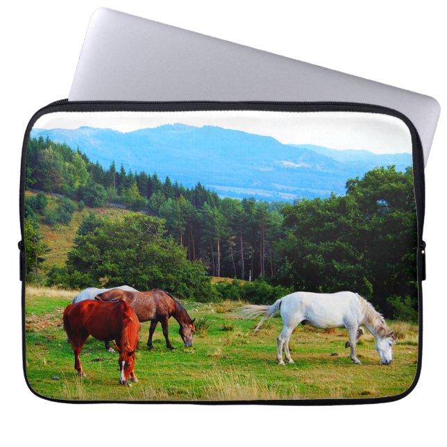 Horses Neoprene Laptop Sleeve (Front)