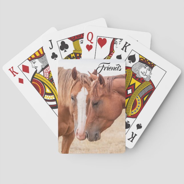 Horses nuzzling in a pasture  playing cards (Back)