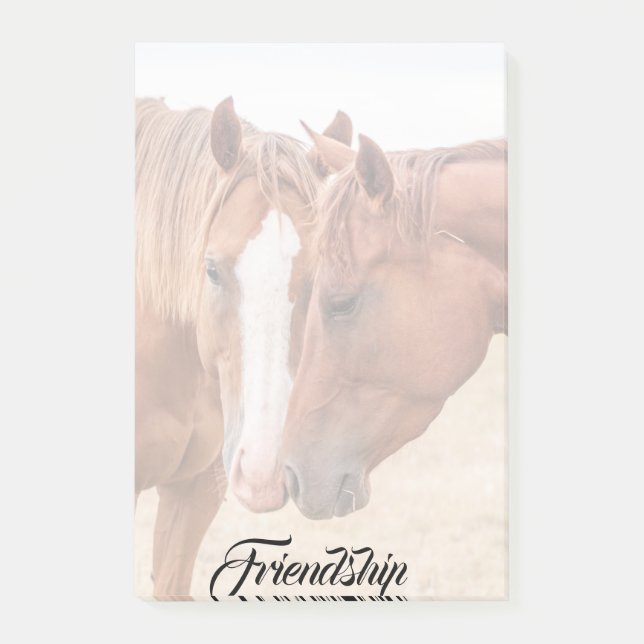 Horses nuzzling in a pasture post-it notes (Front)