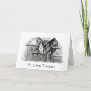 HORSES NUZZLING: PENCIL ART: VALENTINE HOLIDAY CARD