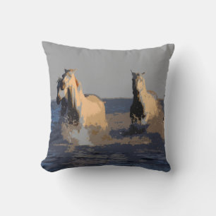 Horses of the Sea - Wild Horses Throw Pillow