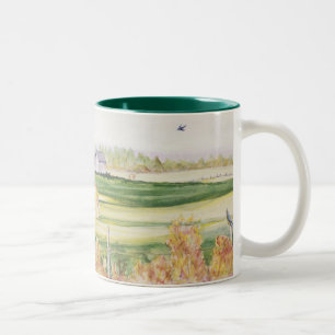 Horses on a Farm Two-Tone Coffee Mug
