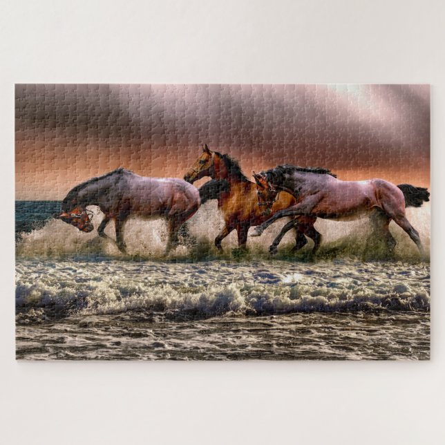 Horses on a Foaming Sea Jigsaw Puzzle (Horizontal)