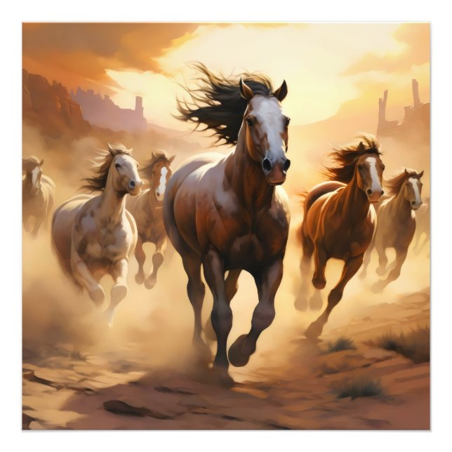 Horses on Desert Photo Print (Front)