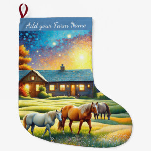 Horses on Farm Large Christmas Stocking