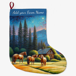 Horses on Farm Large Christmas Stocking